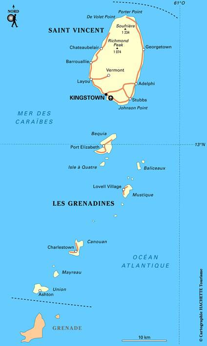 Carte tourtistique de Saint-Vincent-et-les-Grenadines Carte tourtistique de Saint-Vincent-et-les-Grenadines