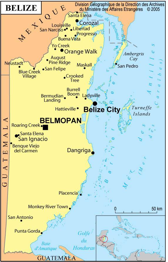 Carte du Belize