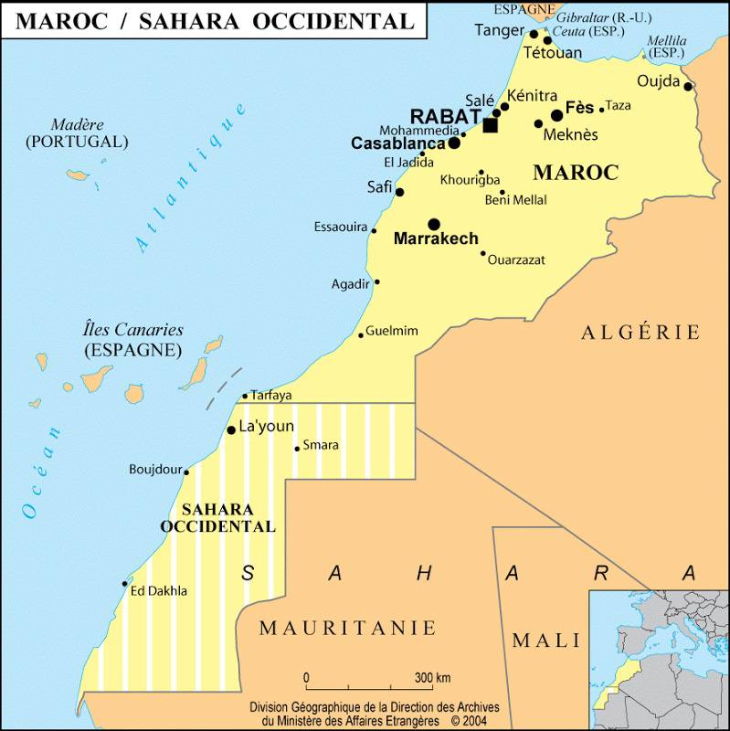 carte du maroc avec sahara