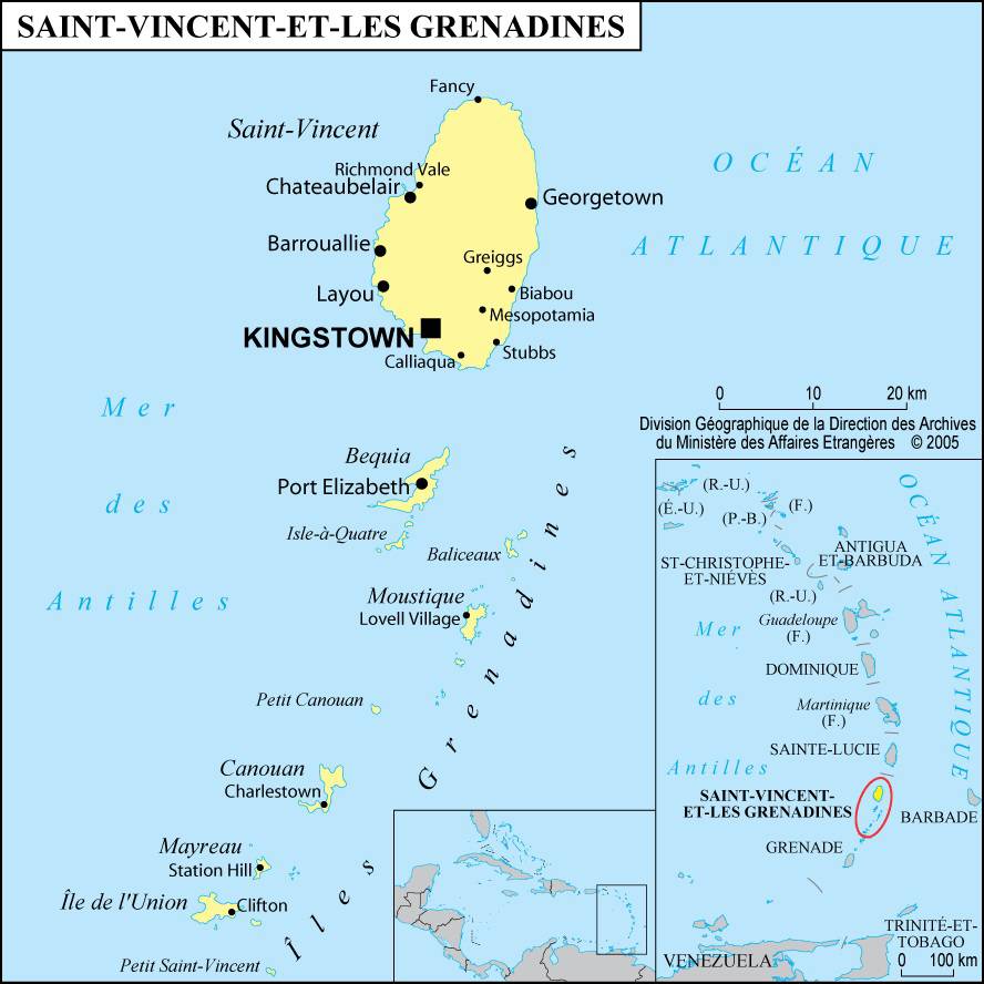 Iles Grenadines carte du monde