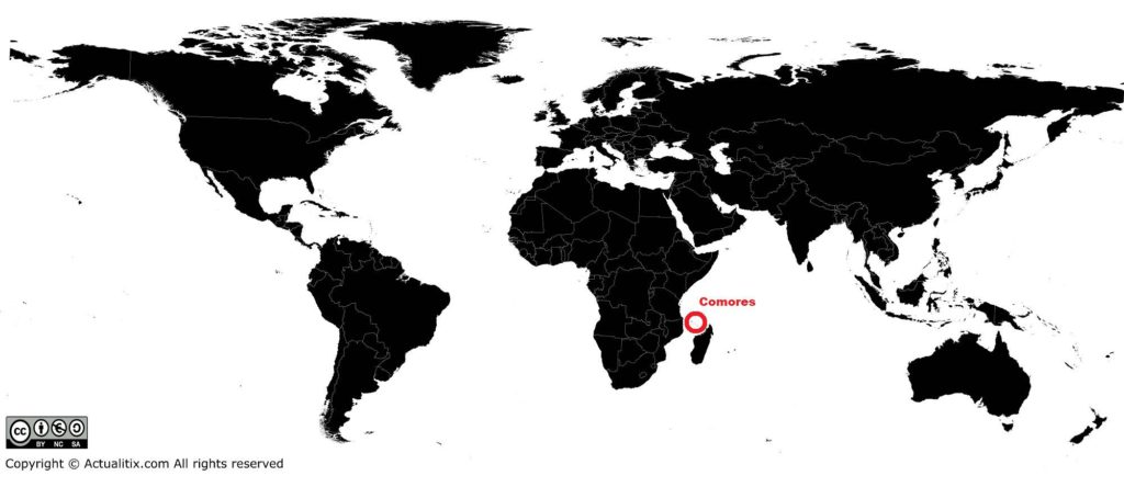 Comores sur une carte du monde