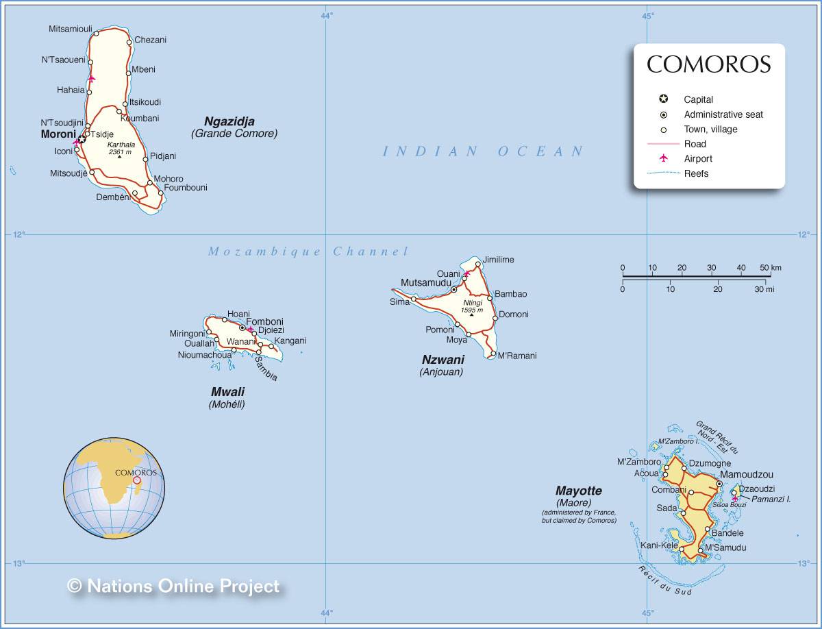 les comores carte