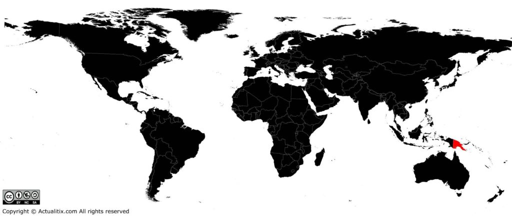 Papouasie-Nouvelle-Guinée sur une carte du monde