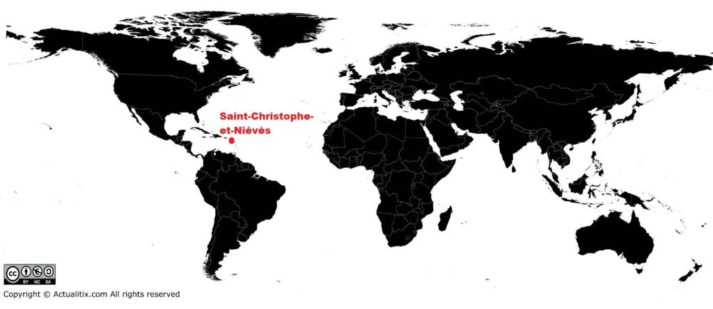 Saint-Christophe-et-Niévès sur une carte du monde Saint-Christophe-et-Niévès sur une carte du monde