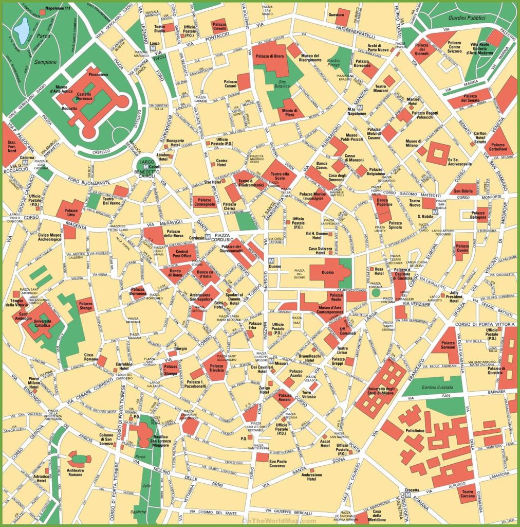 Carte du centre-ville de Milan Carte du centre-ville de Milan