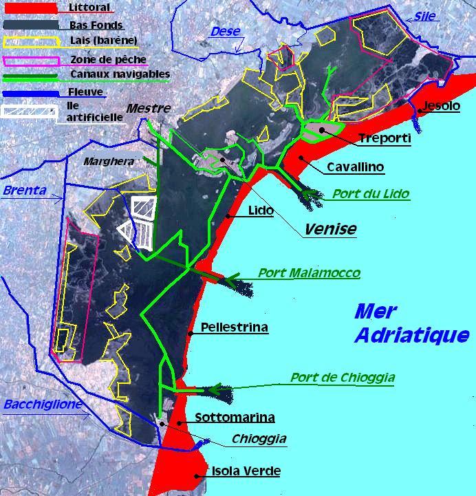 Carte de la lagune à Venise Carte de la lagune à Venise