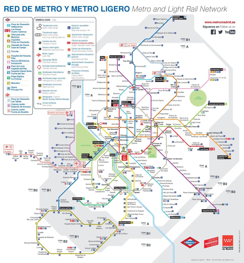 Carte du métro à Madrid Carte du métro à Madrid