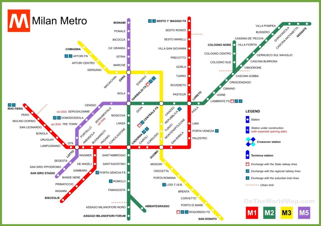 Carte du métro de Milan Carte du métro de Milan