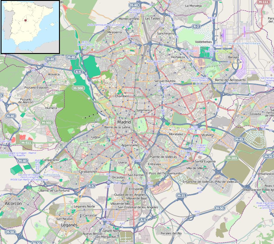 Carte des quartiers à Madrid Carte des quartiers à Madrid