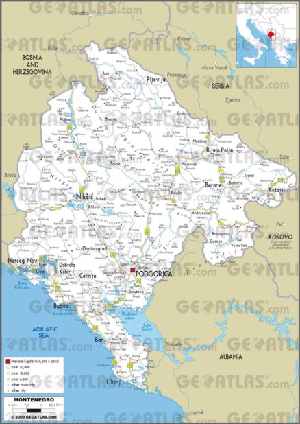 Carte routière du Monténégro Carte routière du Monténégro