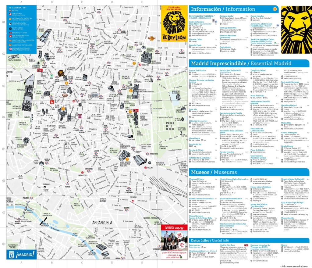 Carte du tourisme à Madrid Carte du tourisme à Madrid