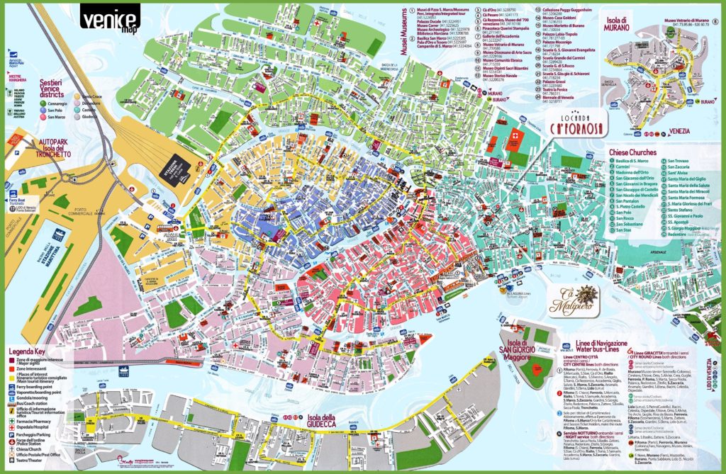Carte du tourisme à Venise Carte du tourisme à Venise
