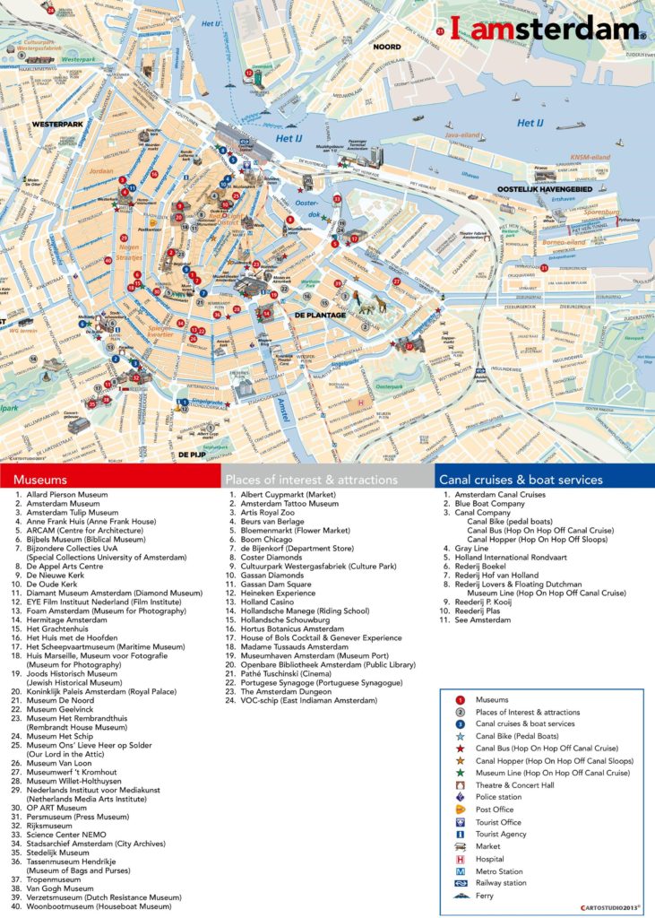Carte touristique d'Amsterdam Carte touristique d'Amsterdam