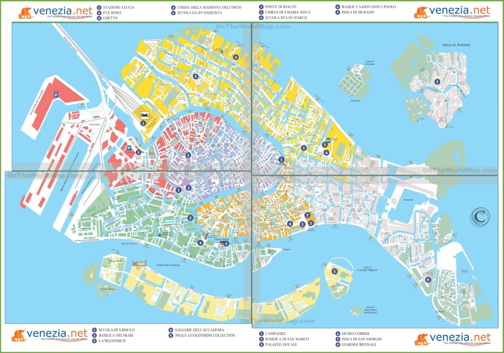 Carte touristique de Venise Carte touristique de Venise