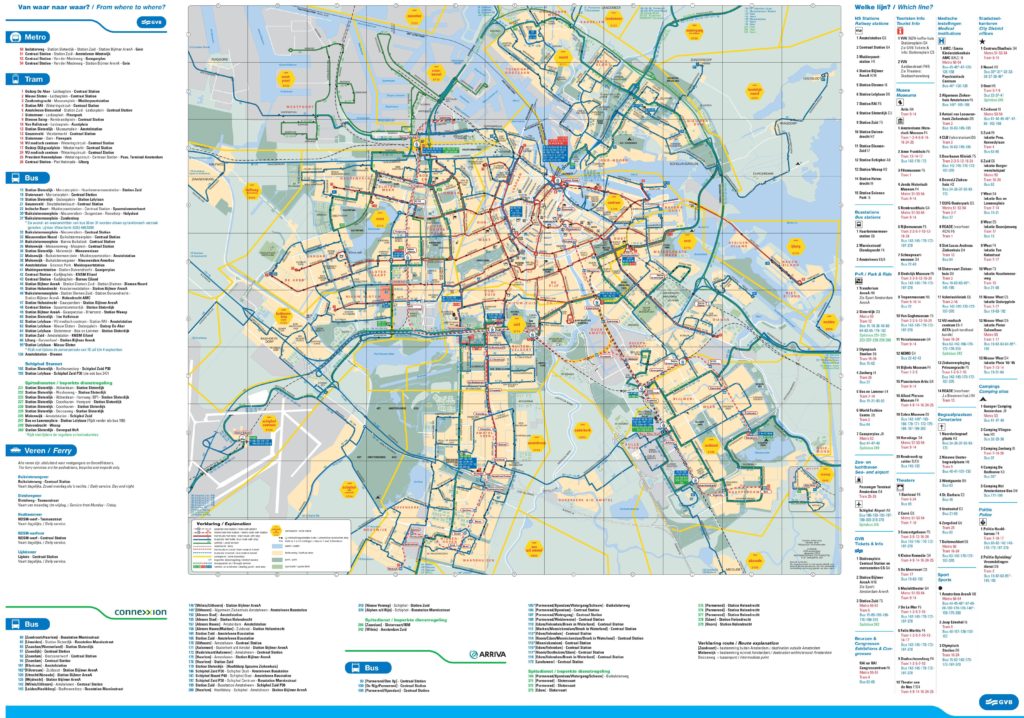 Carte du tram et bus d'Amsterdam Carte du tram et bus d'Amsterdam