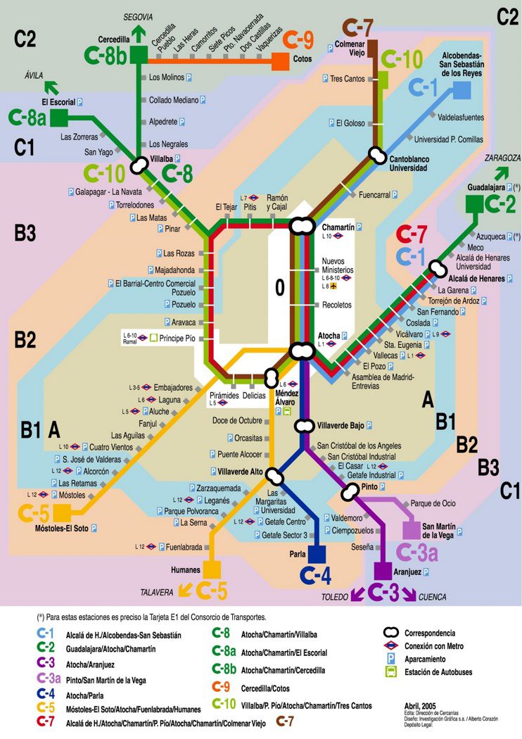 Carte des transports urbains à Madrid Carte des transports urbains à Madrid