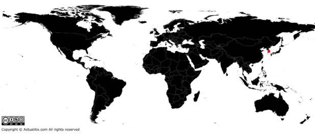 Corée du Sud sur une carte du monde