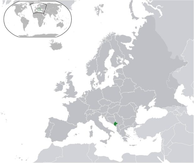 Monténégro sur une carte de l'Europe Monténégro sur une carte de l'Europe