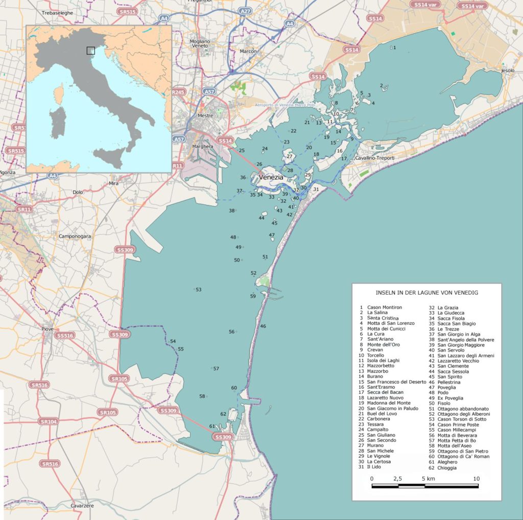 Venise sur une carte Venise sur une carte