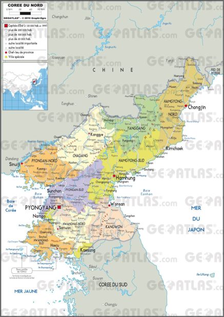 Carte administrative de la Corée du Nord Carte administrative de la Corée du Nord