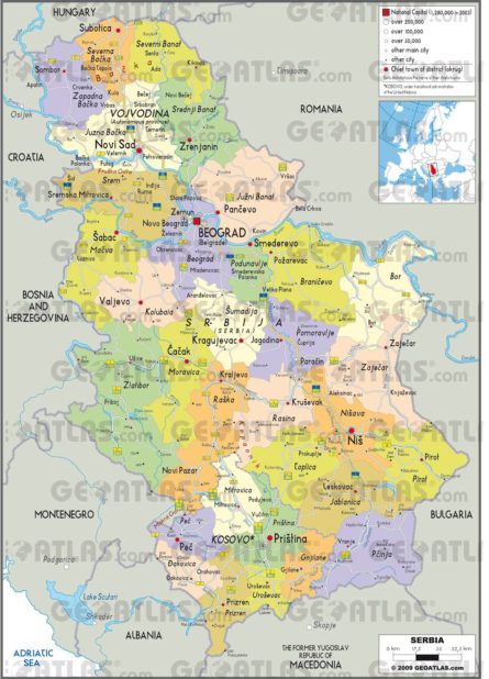 Carte administrative de la Serbie Carte administrative de la Serbie