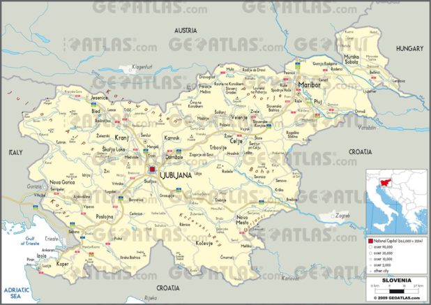 Carte administrative de la Slovénie Carte administrative de la Slovénie