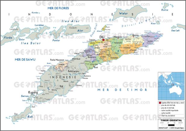 Carte administrative du Timor oriental Carte administrative du Timor oriental