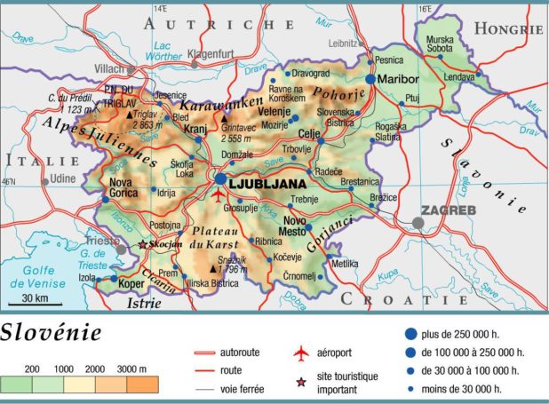 Carte géographique de la Slovénie Carte géographique de la Slovénie