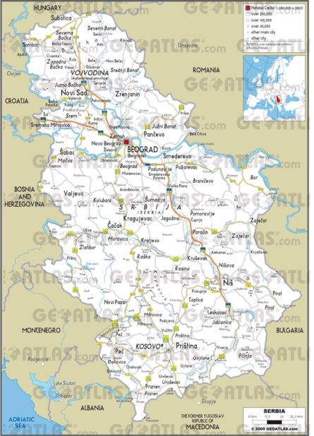 Carte routière de la Serbie Carte routière de la Serbie
