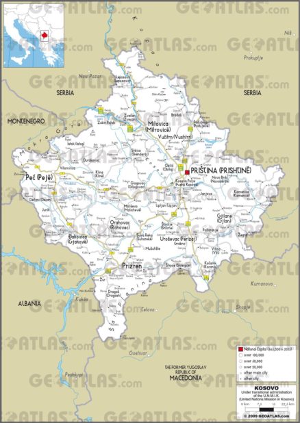 Carte routière du Kosovo Carte routière du Kosovo