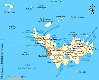 Carte villes de Saint-Barthélemy Carte villes de Saint-Barthélemy