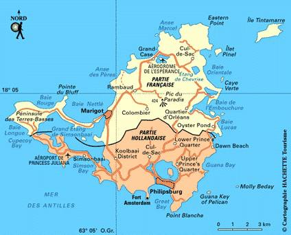 Carte des villes de Saint-Martin Carte des villes de Saint-Martin