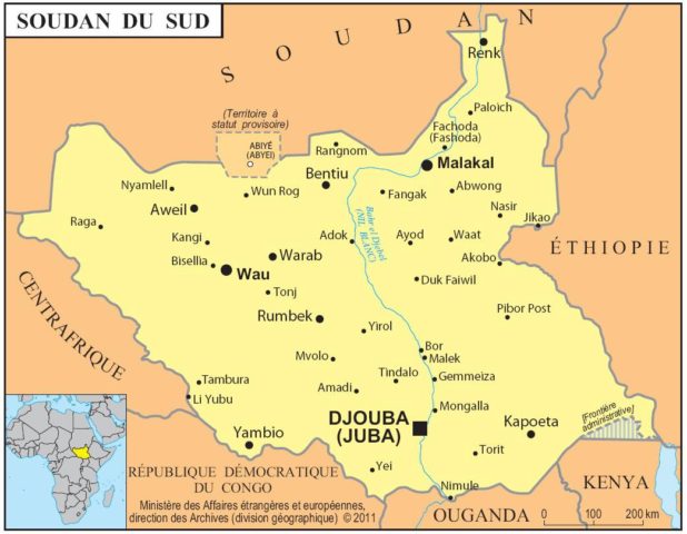 Carte du Soudan du Sud