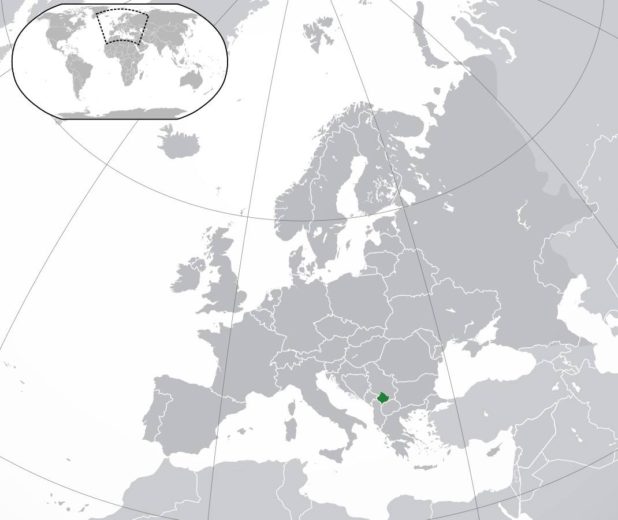 Kosovo sur une carte d'Europe Kosovo sur une carte d'Europe