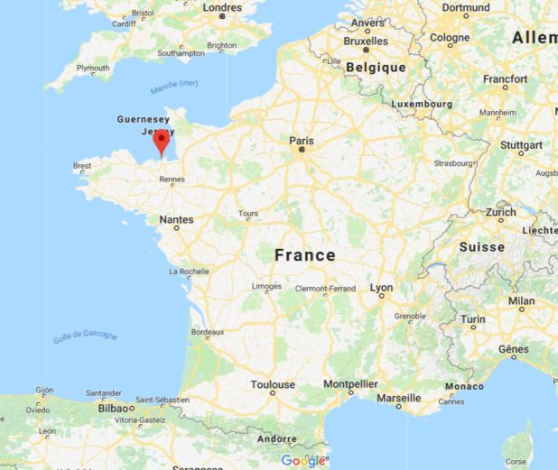 Saint-Malo sur une carte de France