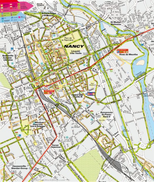 Carte du centre-ville de Nancy Carte du centre-ville de Nancy