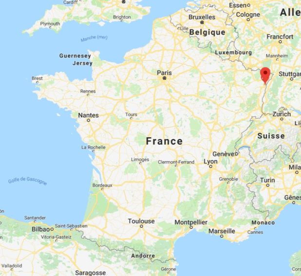 Strasbourg sur une carte de France