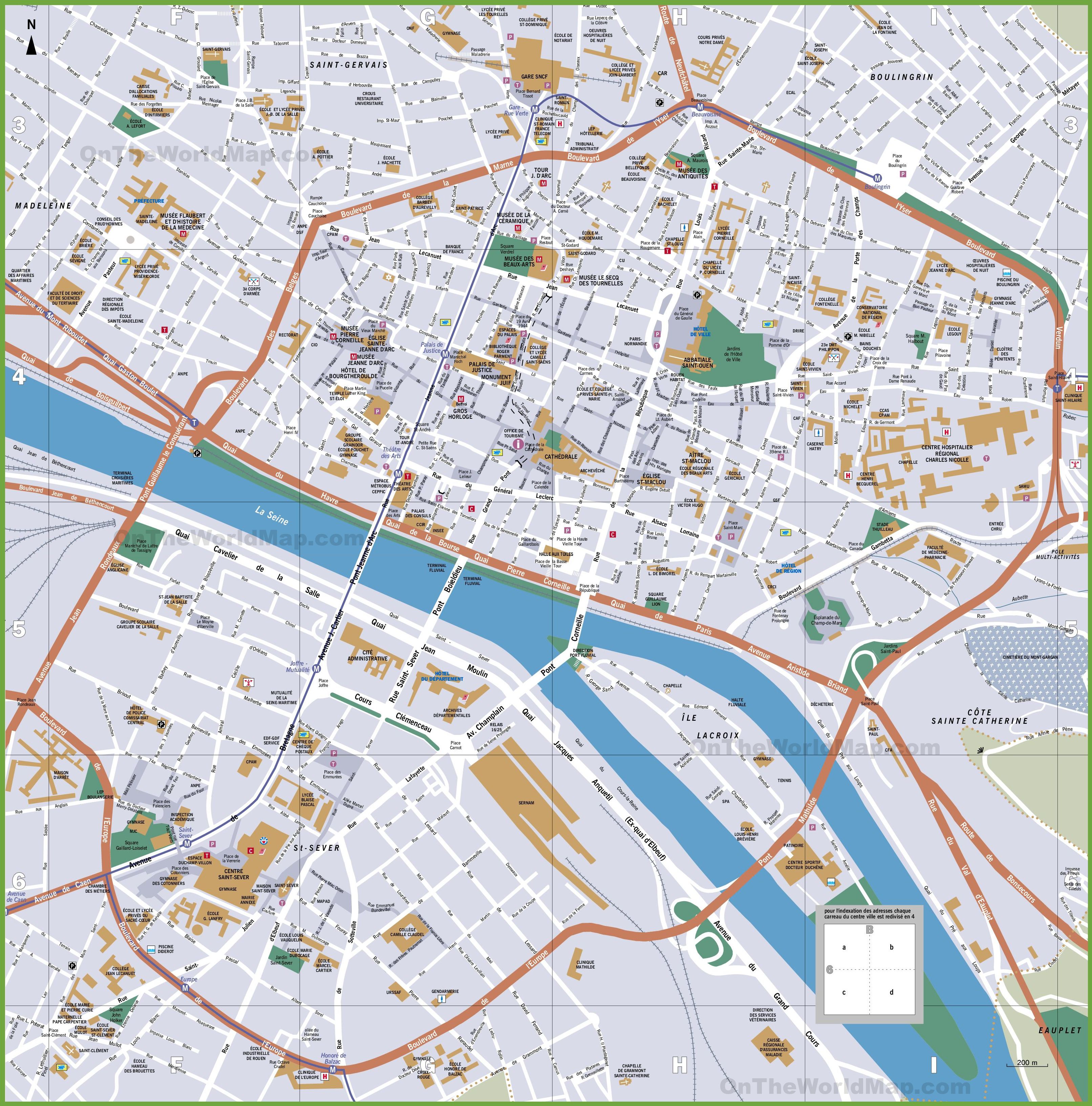 Carte de Rouen - Plusieurs cartes de la ville en Seine-Maritime