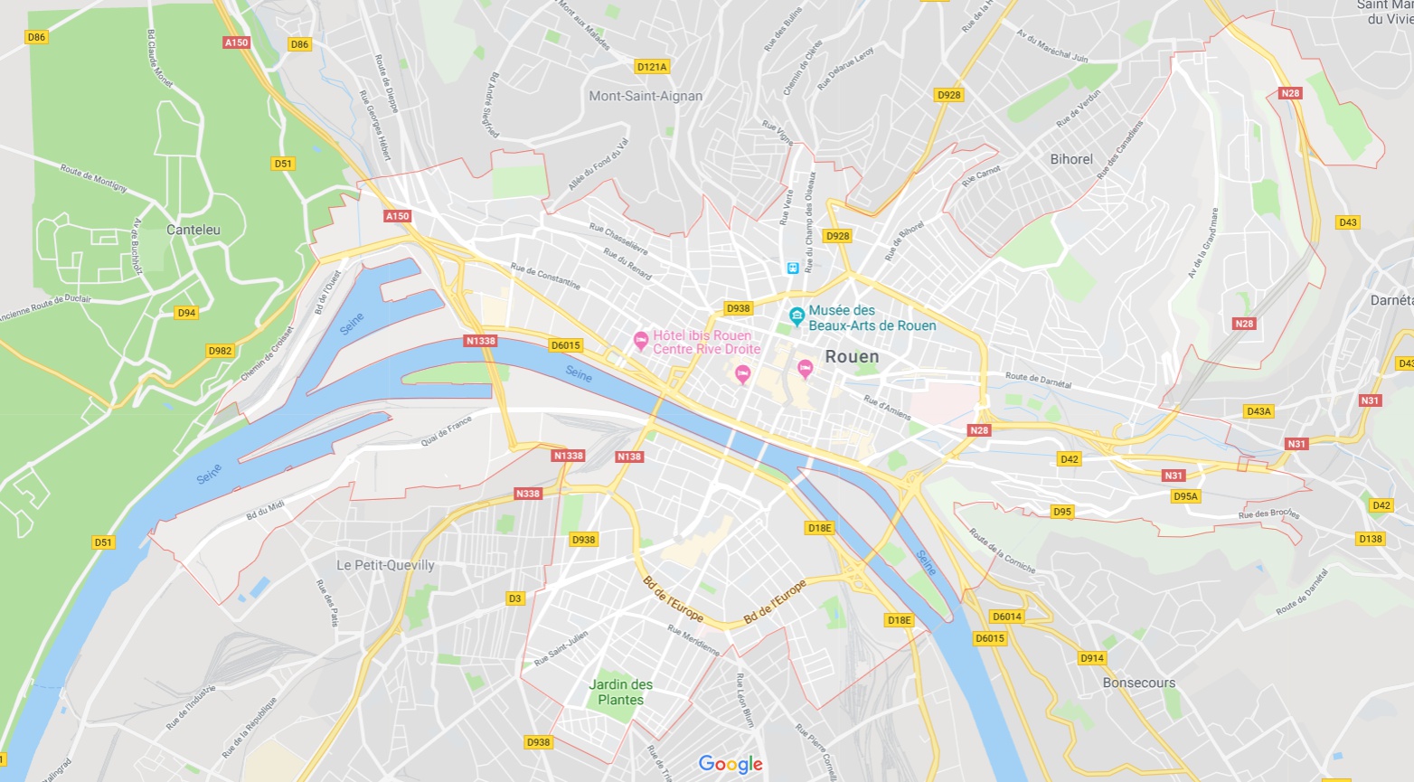 Carte de Rouen - Plusieurs cartes de la ville en Seine-Maritime