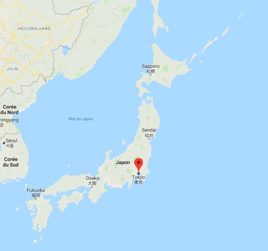 carte de du monde qui situe tokyo