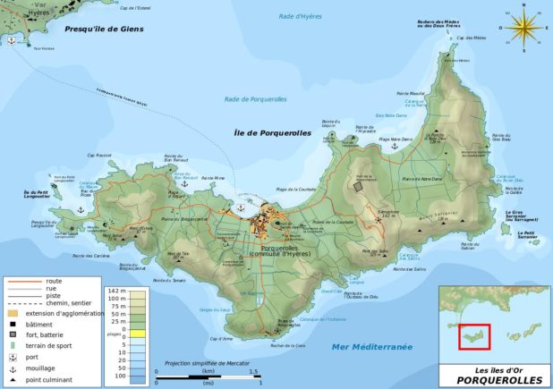 Carte de l'île de Porquerolles