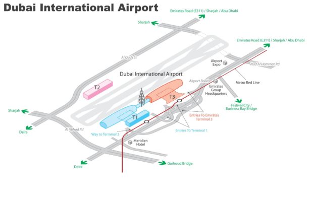 Carte de l'aéroport de Dubaï Carte de l'aéroport de Dubaï