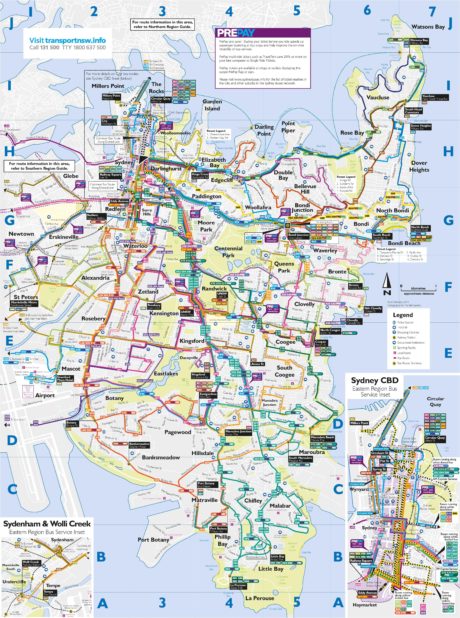 Carte des bus à Sydney Carte des bus à Sydney