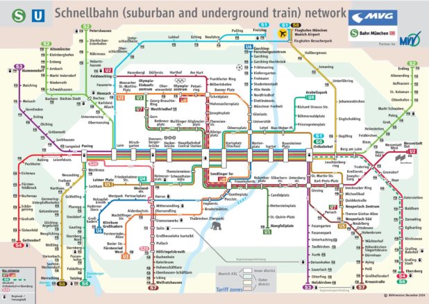 Carte du métro de Munich Carte du métro de Munich