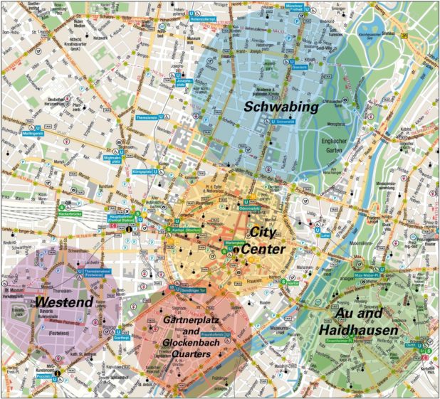 Carte des quartiers de Munich Carte des quartiers de Munich