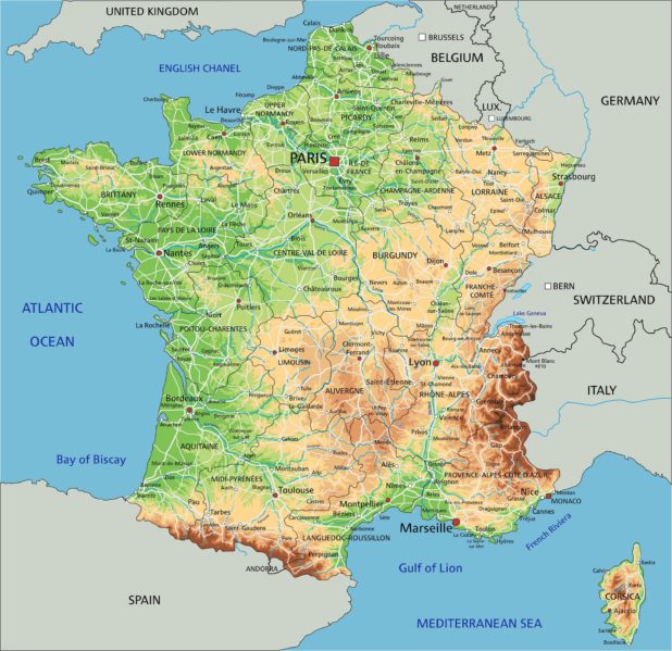 Carte du relief de la France