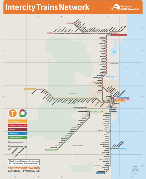 Carte du train de Sydney Carte du train de Sydney