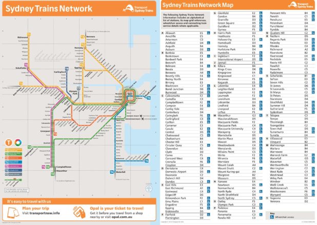 Carte des transports de Sydney Carte des transports de Sydney