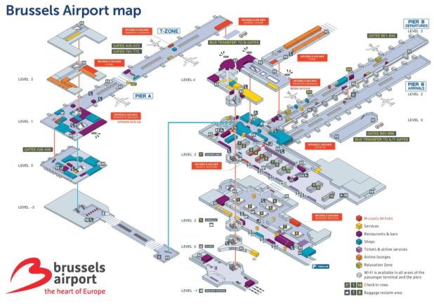 Carte de l'aéroport de Bruxelles Carte de l'aéroport de Bruxelles