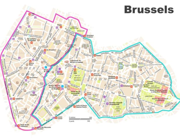 Carte du centre-ville à Bruxelles Carte du centre-ville à Bruxelles